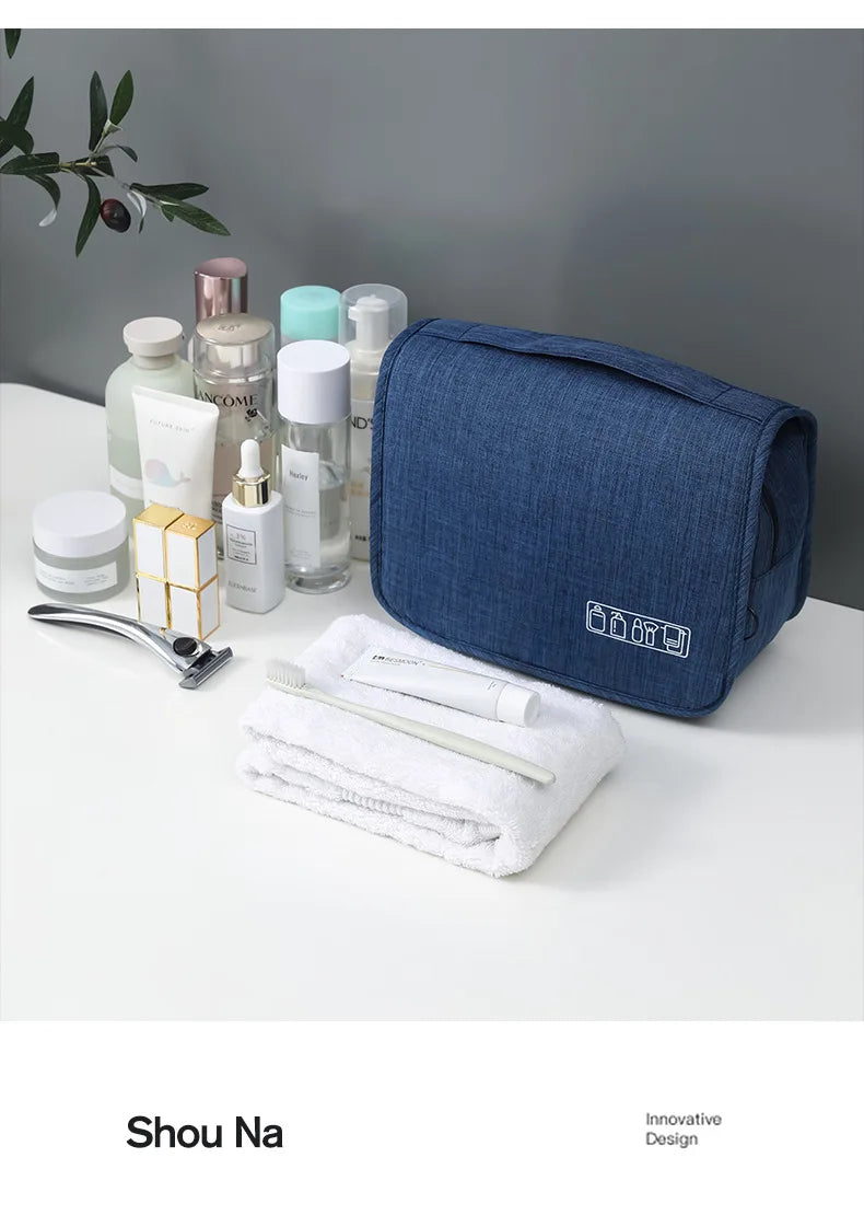 Neceser plegable, organizador, almacenamiento colgante, estuche de maquillaje para baño, bolsa de cosméticos, viaje para viajes de negocios