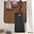 Bolsa de gafas de cuero PU con patrón de lichi suave, estuche Retro para gafas de sol, estuche portátil con marco para miopía, almacenamiento Simple para gafas