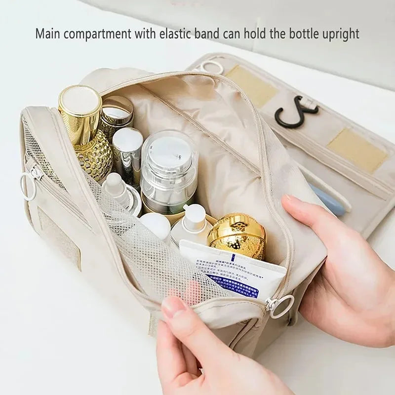 Bolsa de maquillaje de viaje de alta calidad, organizador de artículos de tocador impermeable, Neceser para mujer, bolsa de lavado con gancho para baño, bolsa de almacenamiento de maquillaje con gancho