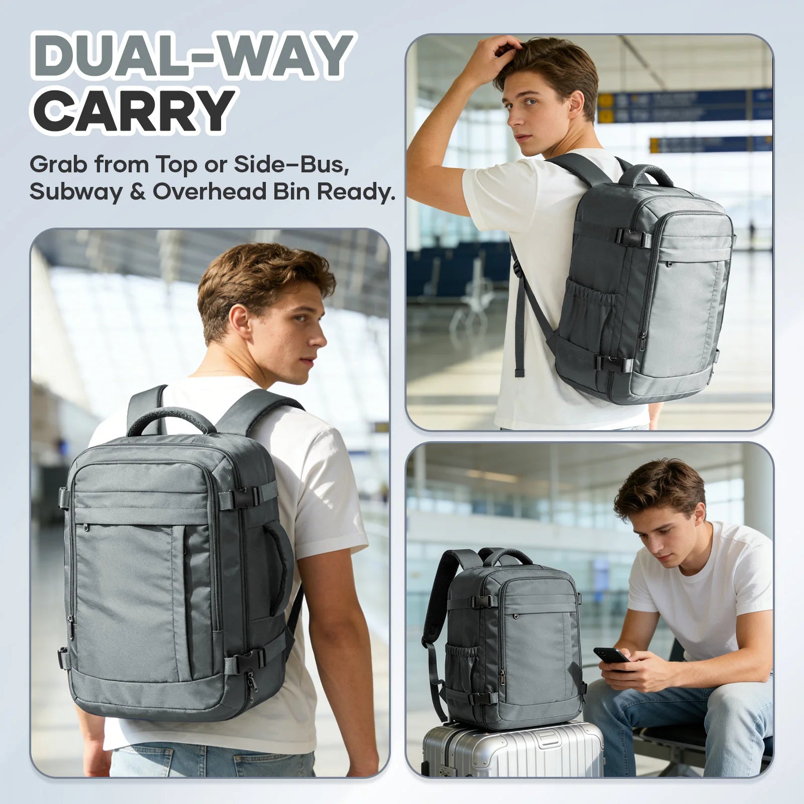 Mochila de Viaje 40x30x20 cm | Equipaje de Mano Bajo Asiento | Nailon | Laptop y Exteriores