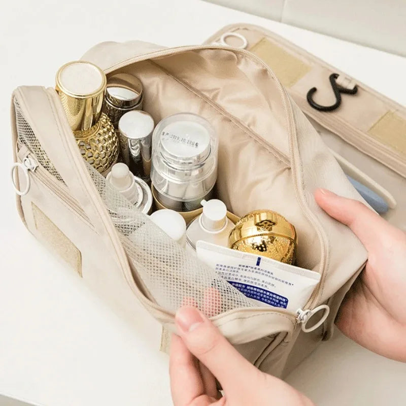 Bolsa de maquillaje de viaje de alta calidad, organizador de artículos de tocador impermeable, Neceser para mujer, bolsa de lavado con gancho para baño, bolsa de almacenamiento de maquillaje con gancho