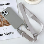 Funda de silicona mate con cordón y correa para collar cruzado para iPhone 17 16 15 14 Pro Max 11 12 13 XR X XS 8 Plus