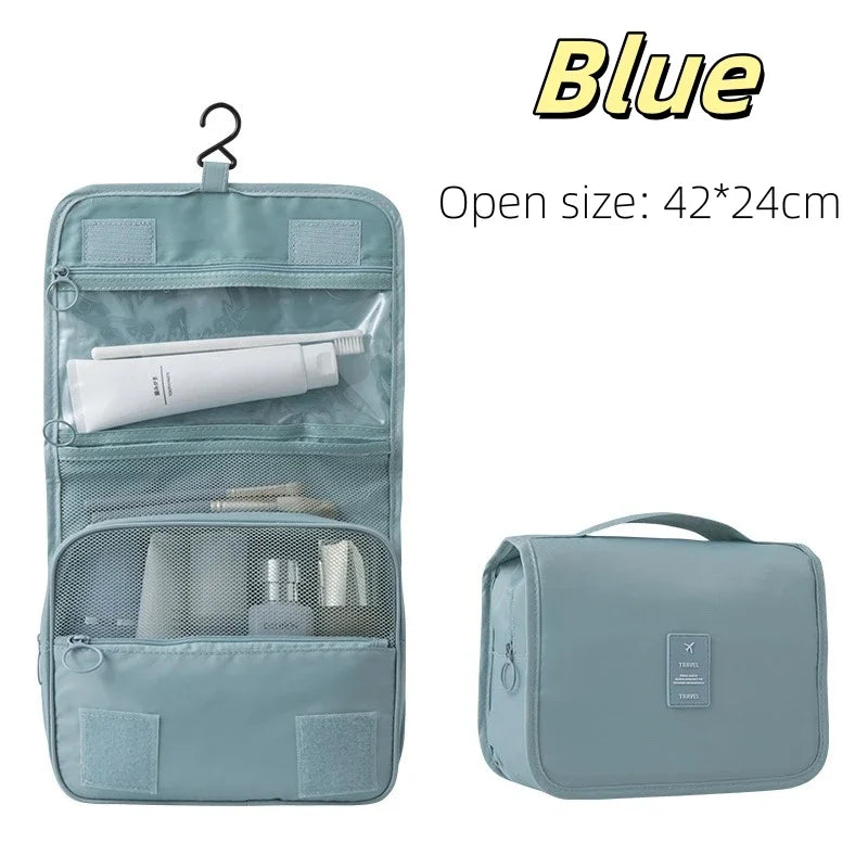 Bolsa de maquillaje de viaje de alta calidad, organizador de artículos de tocador impermeable, Neceser para mujer, bolsa de lavado con gancho para baño, bolsa de almacenamiento de maquillaje con gancho