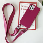 Funda de silicona mate con cordón y correa para collar cruzado para iPhone 17 16 15 14 Pro Max 11 12 13 XR X XS 8 Plus