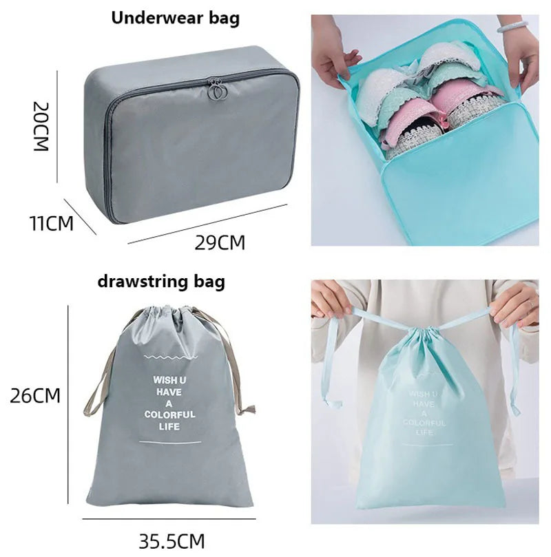 Conjunto de viaje, bolsas de almacenamiento, cubos de embalaje, dormitorios para estudiantes, bolsas de clasificación de ropa, artículos de tocador digitales, bolsa organizadora de zapatos