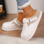 Zapatillas peludas de Eva impermeables para mujer, pantuflas cálidas de felpa.