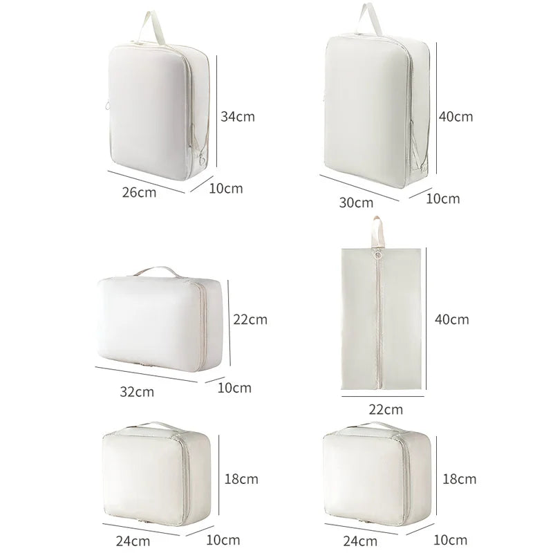 Set de 6 Organizadores de Viaje Compresibles e Impermeables para Maleta
