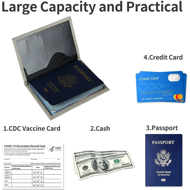 Funda de pasaporte de cuero PU para hombres y mujeres.