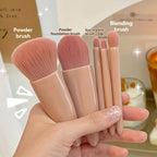 Juego de brochas de maquillaje portátiles de 5 piezas con espejo - Kit de viaje plegable, mini juego de brochas de maquillaje Juego de brochas de maquillaje de viaje