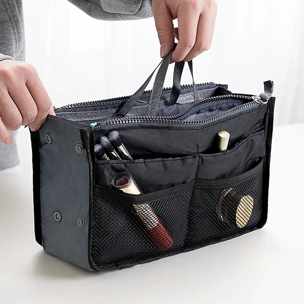 Bolsa de Maquillaje Multifuncional de Gran Capacidad | Doble Cremallera y Múltiples Bolsillos