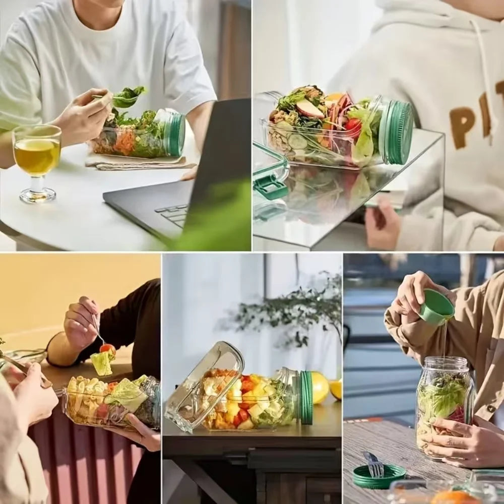 Contenedor para Ensaladas con Compartimento para Aderezo