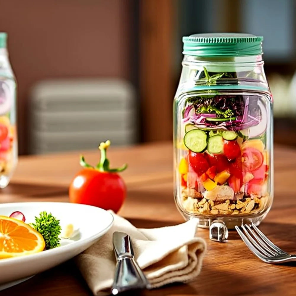Contenedor para Ensaladas con Compartimento para Aderezo