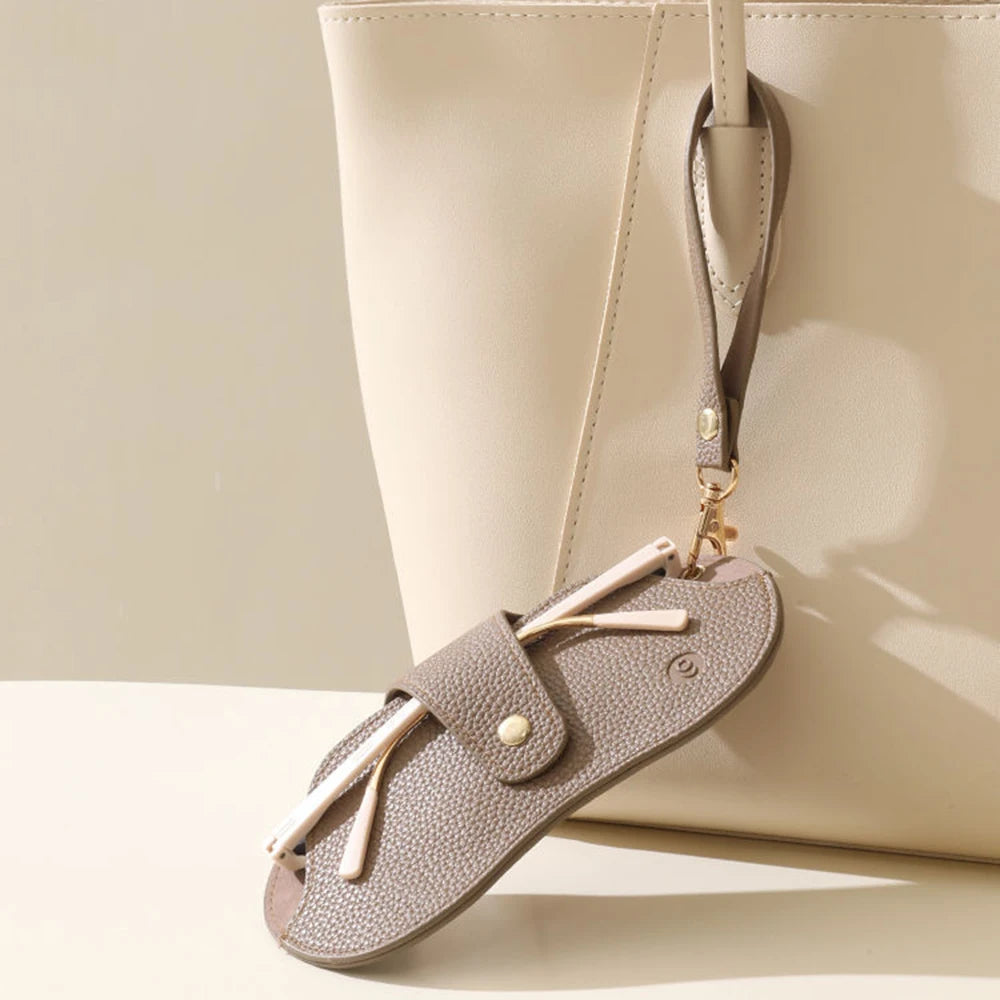 Bolsa de gafas de cuero PU con patrón de lichi suave, estuche Retro para gafas de sol, estuche portátil con marco para miopía, almacenamiento Simple para gafas