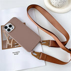 Funda de silicona mate con cordón y correa para collar cruzado para iPhone 17 16 15 14 Pro Max 11 12 13 XR X XS 8 Plus