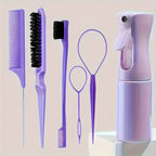6 unids/set de cepillos para el cabello, botella con pulverizador para peluquería, bucle para trenzado de cabello, peine de cola de rata, cepillo para el cabello con Control de bordes Brsuh