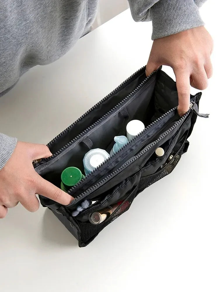 Bolsa de Maquillaje Multifuncional de Gran Capacidad | Doble Cremallera y Múltiples Bolsillos