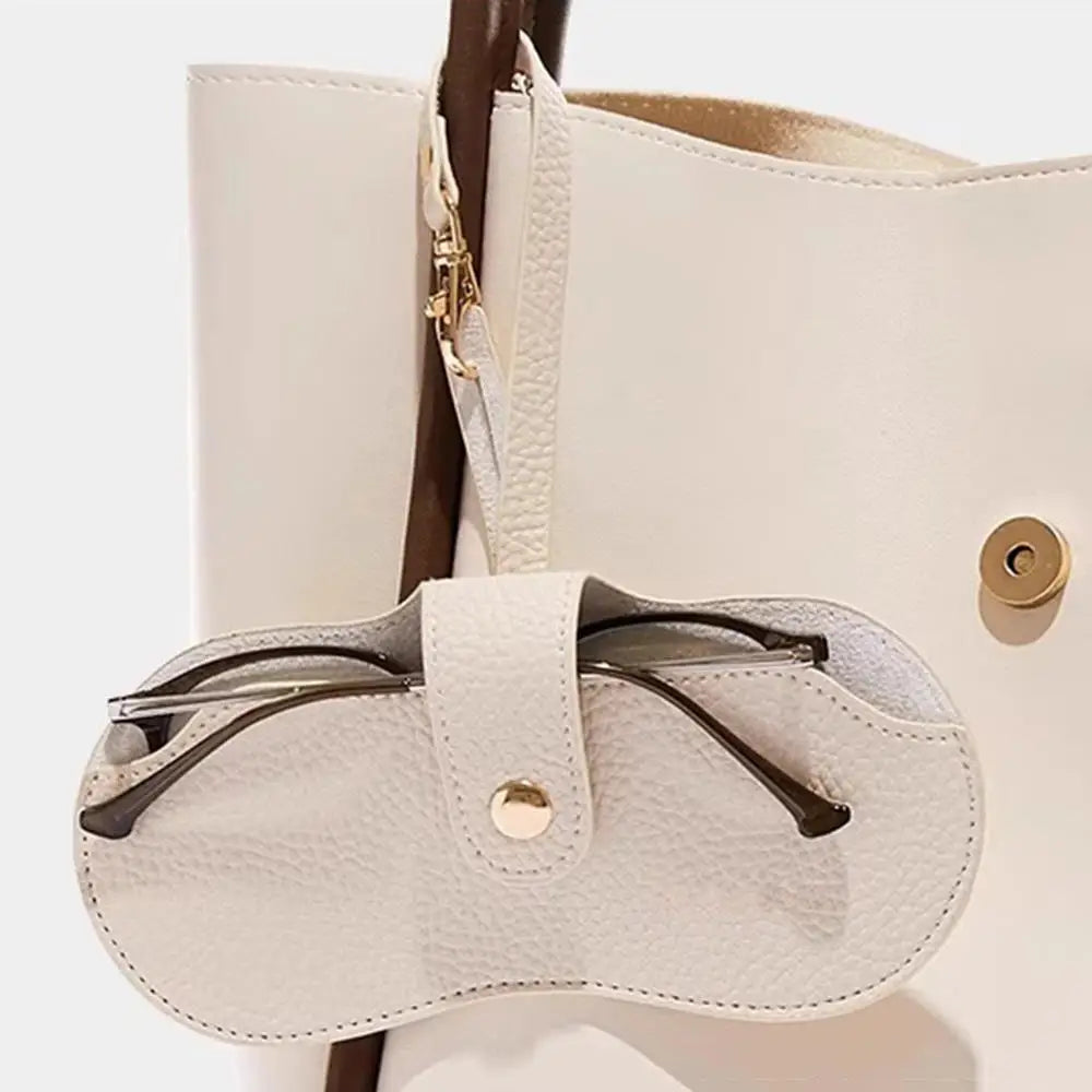 Bolsa de gafas de cuero PU con patrón de lichi suave, estuche Retro para gafas de sol, estuche portátil con marco para miopía, almacenamiento Simple para gafas