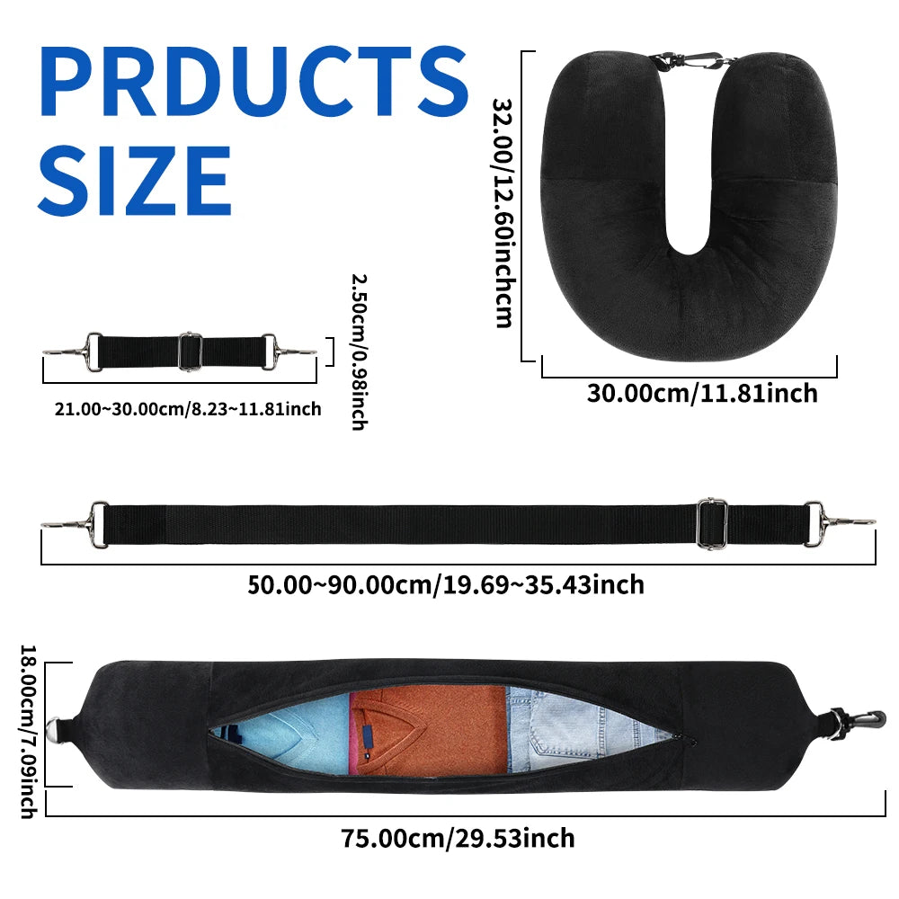 Almohada de Viaje para Cuello con Compartimento para Ropa