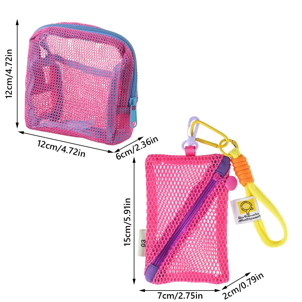 Bolsa de Maquillaje de Malla | Colores Vibrantes | Gran Capacidad | Estuche de Tocador