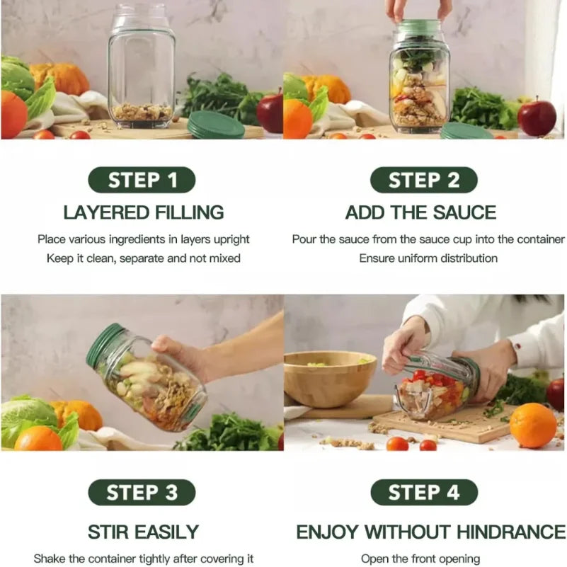 Contenedor para Ensaladas con Compartimento para Aderezo
