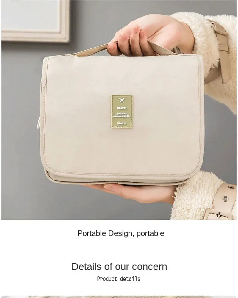 Bolsa de maquillaje de viaje de alta calidad, organizador de artículos de tocador impermeable, Neceser para mujer, bolsa de lavado con gancho para baño, bolsa de almacenamiento de maquillaje con gancho