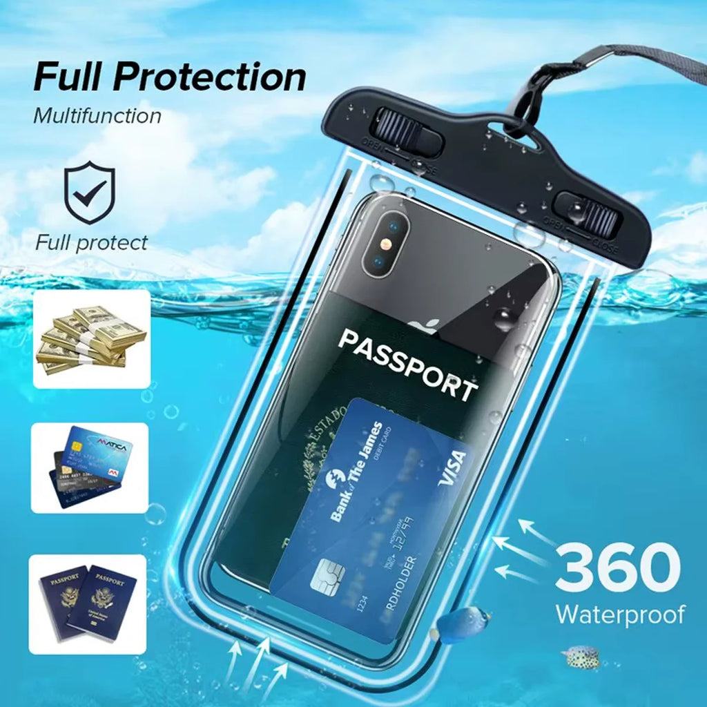 Funda Impermeable Transparente para Teléfono Móvil, con Correa para el Cuello, Táctil, para Playa, Natación y Actividades al Aire Libre