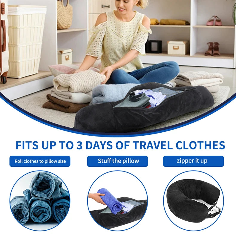Almohada de Viaje para Cuello con Compartimento para Ropa