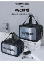 Bolsa de maquillaje de PU transparente doble con separación en seco y húmedo, bolsa de lavado portátil, bolsa de almacenamiento de cosméticos, artículos esenciales para viajes, fitness y natación