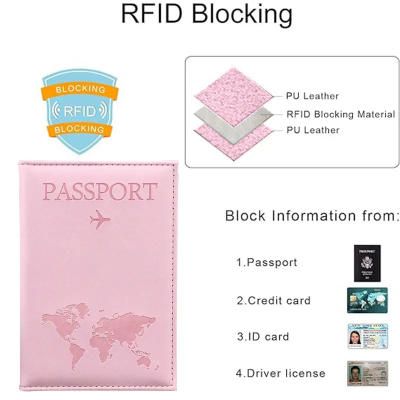 Funda de pasaporte de cuero PU para hombres y mujeres.