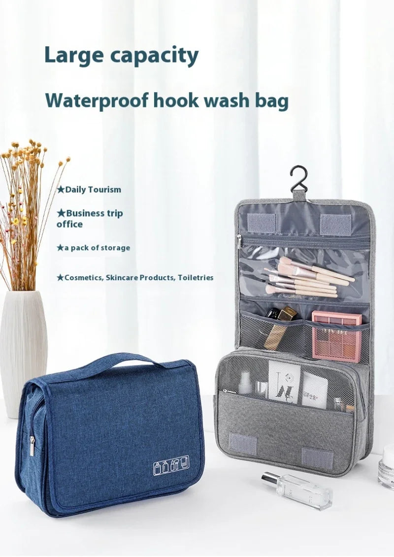 Neceser plegable, organizador, almacenamiento colgante, estuche de maquillaje para baño, bolsa de cosméticos, viaje para viajes de negocios