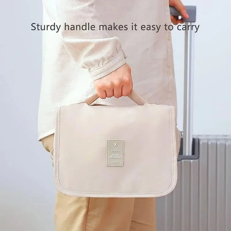 Bolsa de maquillaje de viaje de alta calidad, organizador de artículos de tocador impermeable, Neceser para mujer, bolsa de lavado con gancho para baño, bolsa de almacenamiento de maquillaje con gancho