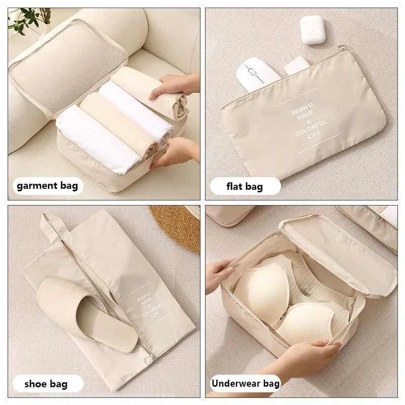Conjunto de viaje, bolsas de almacenamiento, cubos de embalaje, dormitorios para estudiantes, bolsas de clasificación de ropa, artículos de tocador digitales, bolsa organizadora de zapatos