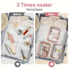 Set de 3 Bolsas de Maquillaje Transparentes con Borde de Color | Organizador de Viaje