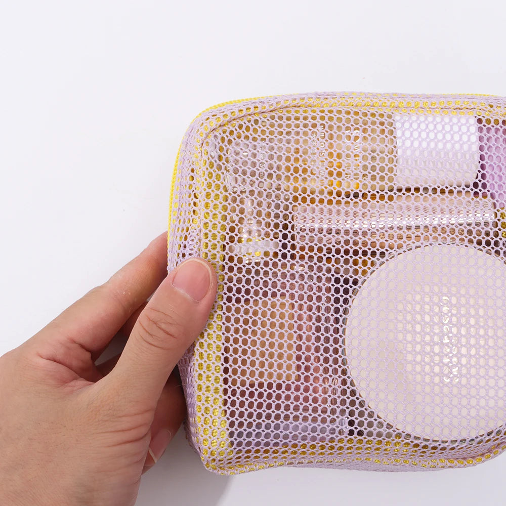 Bolsa de Maquillaje de Malla | Colores Vibrantes | Gran Capacidad | Estuche de Tocador
