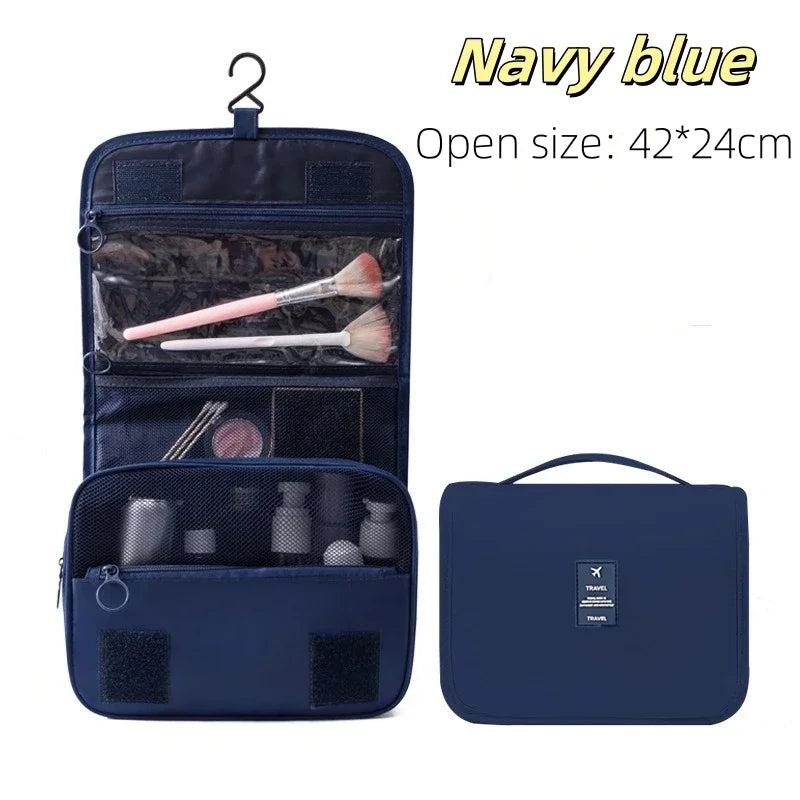 Bolsa de maquillaje de viaje de alta calidad, organizador de artículos de tocador impermeable, Neceser para mujer, bolsa de lavado con gancho para baño, bolsa de almacenamiento de maquillaje con gancho