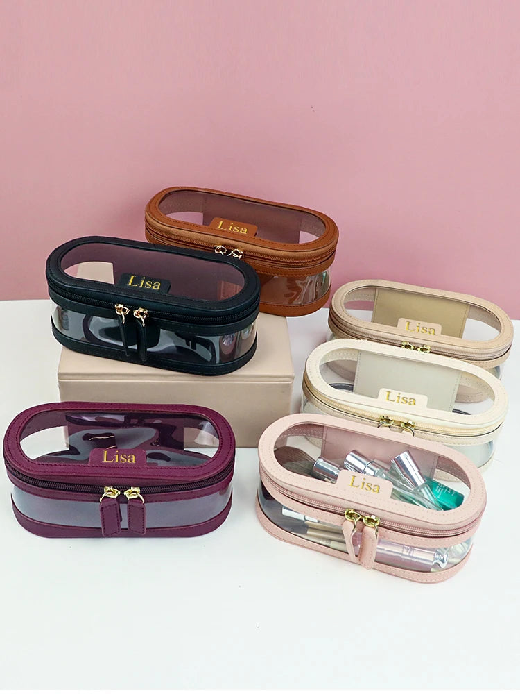 Bolsa de maquillaje y baño de PVC de cuero PU multicolor personalizada con gran capacidad impermeable