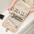 Bolsa de maquillaje de viaje de alta calidad, organizador de artículos de tocador impermeable, Neceser para mujer, bolsa de lavado con gancho para baño, bolsa de almacenamiento de maquillaje con gancho