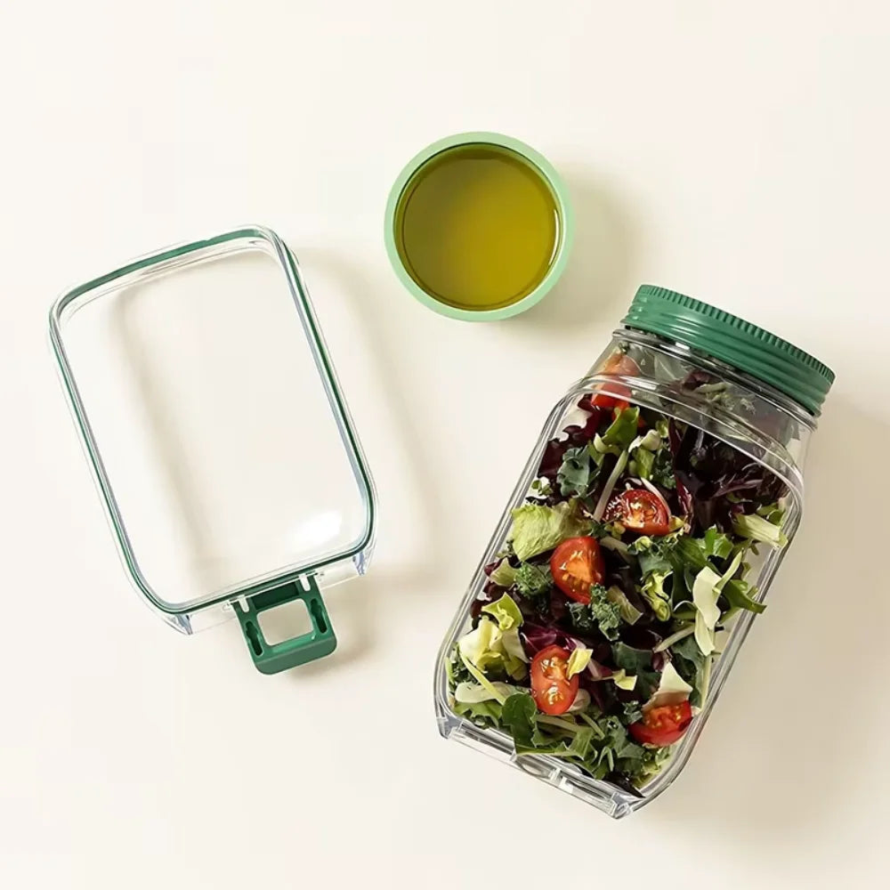 Contenedor para Ensaladas con Compartimento para Aderezo