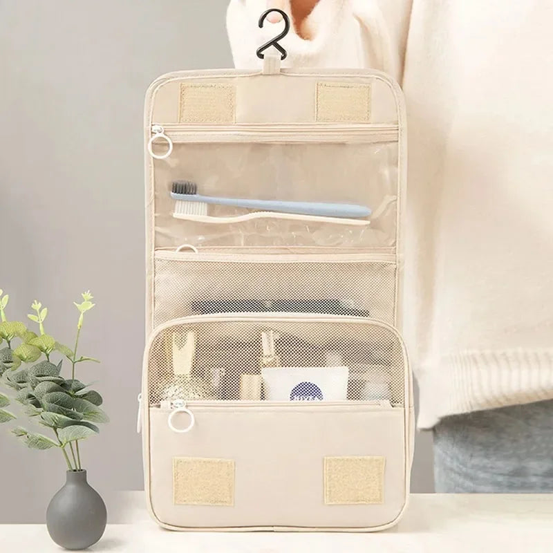 Bolsa de maquillaje de viaje de alta calidad, organizador de artículos de tocador impermeable, Neceser para mujer, bolsa de lavado con gancho para baño, bolsa de almacenamiento de maquillaje con gancho
