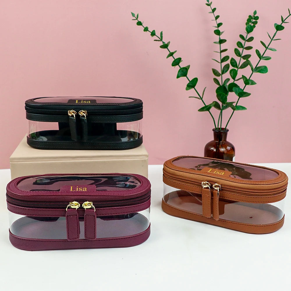 Bolsa de maquillaje y baño de PVC de cuero PU multicolor personalizada con gran capacidad impermeable