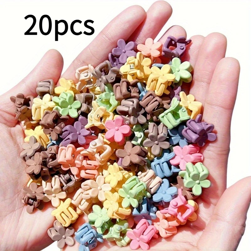 20/30/50 juegos de mini pinzas para el cabello, lindos accesorios para el cabello de plástico en forma de flor, trenzas de color puro, adecuados para adolescentes, lindos g