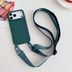 Funda de silicona mate con cordón y correa para collar cruzado para iPhone 17 16 15 14 Pro Max 11 12 13 XR X XS 8 Plus