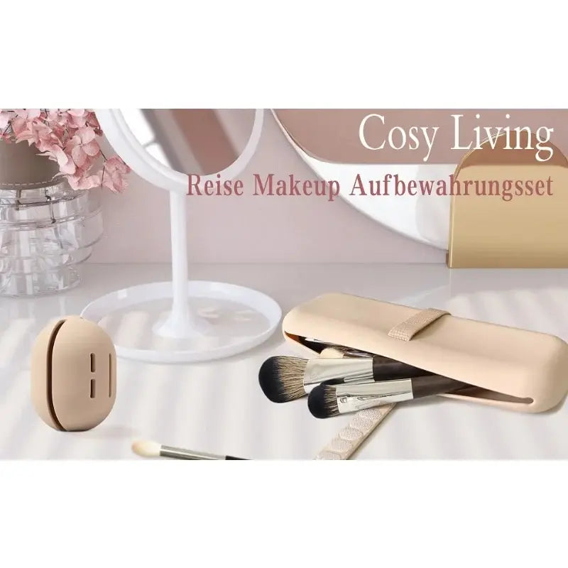 Soporte para brochas de maquillaje de viaje, bolsa para brochas cosméticas de silicona, estuche para esponja de maquillaje, herramientas de maquillaje portátiles impermeables para mujeres y niñas