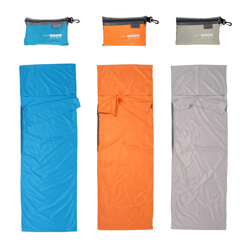 Viajes al aire libre Camping senderismo poliéster Pongee saco de dormir saludable forro con funda de almohada viaje de negocios ligero Hotel