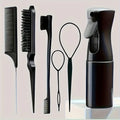 6 unids/set de cepillos para el cabello, botella con pulverizador para peluquería, bucle para trenzado de cabello, peine de cola de rata, cepillo para el cabello con Control de bordes Brsuh