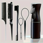 6 unids/set de cepillos para el cabello, botella con pulverizador para peluquería, bucle para trenzado de cabello, peine de cola de rata, cepillo para el cabello con Control de bordes Brsuh