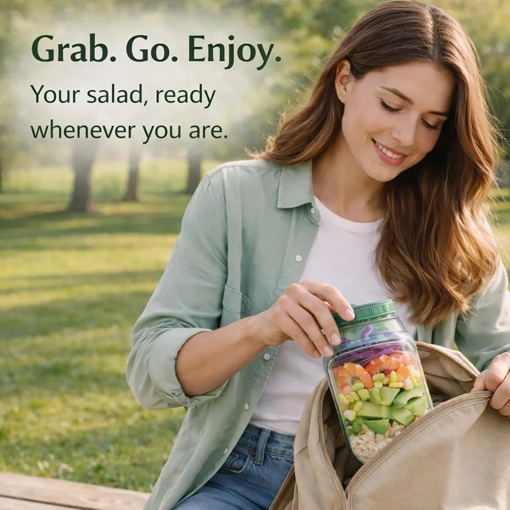 Contenedor para Ensaladas con Compartimento para Aderezo