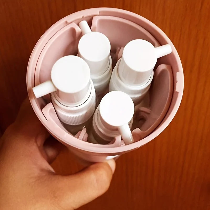Dispensador de Viaje 4 en 1 | Botella Recargable para Shampoo, Gel, Loción y Acondicionador