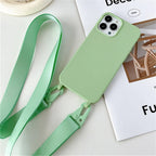 Funda de silicona mate con cordón y correa para collar cruzado para iPhone 17 16 15 14 Pro Max 11 12 13 XR X XS 8 Plus