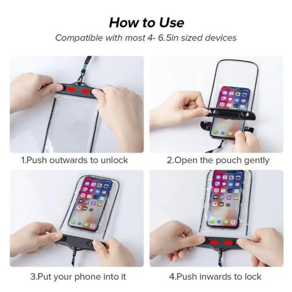 Funda Impermeable Transparente para Teléfono Móvil, con Correa para el Cuello, Táctil, para Playa, Natación y Actividades al Aire Libre